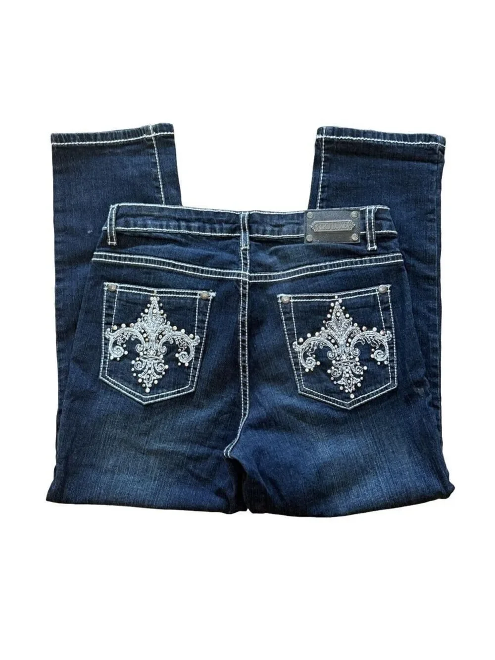 TRU LUXE✨ Women’s Mid-Rise Embellished Capri Jeans 💎🌟👡 Size 8